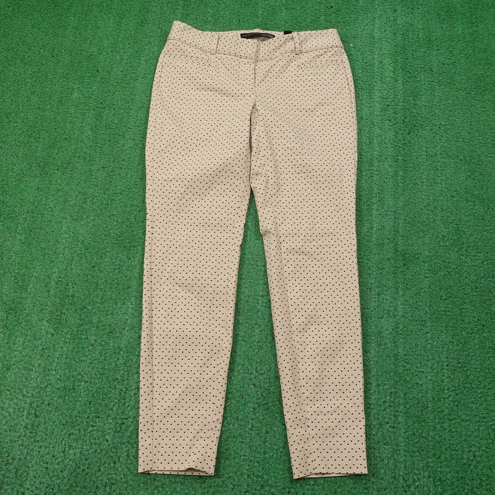 New! The Limited Pants Womens 0 Beige Exact Stretch Ankle Slim Polka Dot Twill